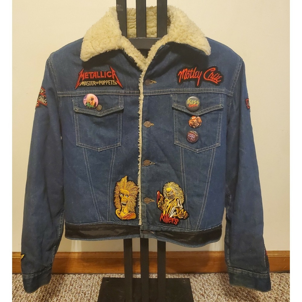 VTG Big Mac Denim Rock Jacket Customized Kiss Led Zeppelin Iron Maiden Aerosmith
